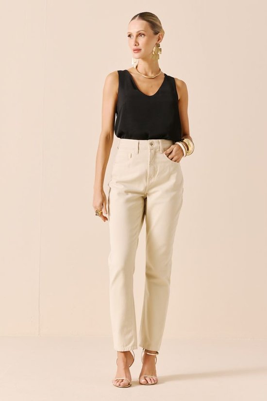 Calça Feminina Madonna Mom Color - De Algodão Jeans Feminino Dimy